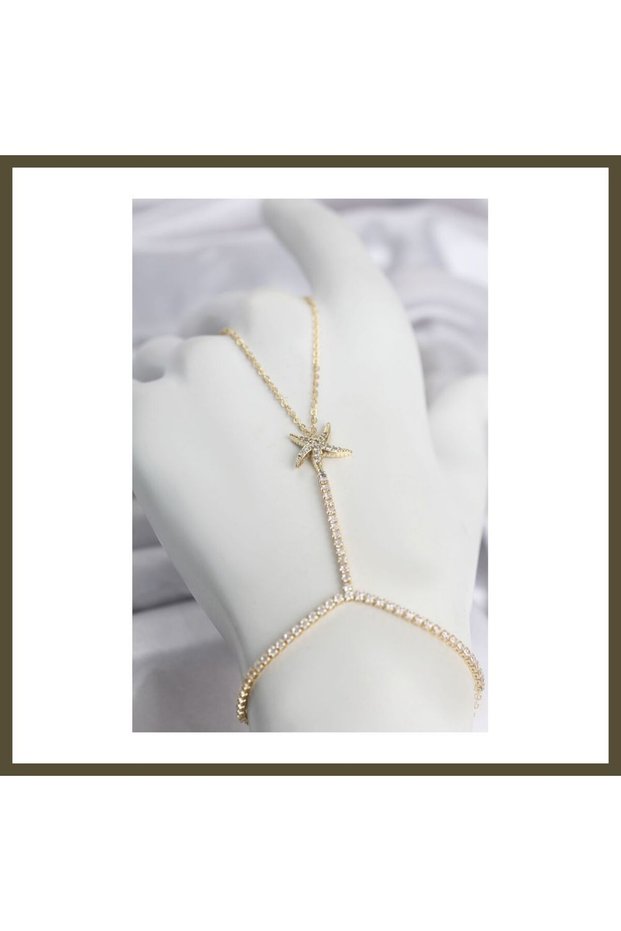 Gold-Colored Brass Starfish-Shaped Shahmeran BX with Zircon Stones