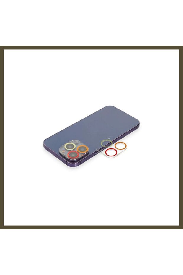 iPhone 13 Pro Max Compatible Colored Camera Lens Protector - Orange-Red BX