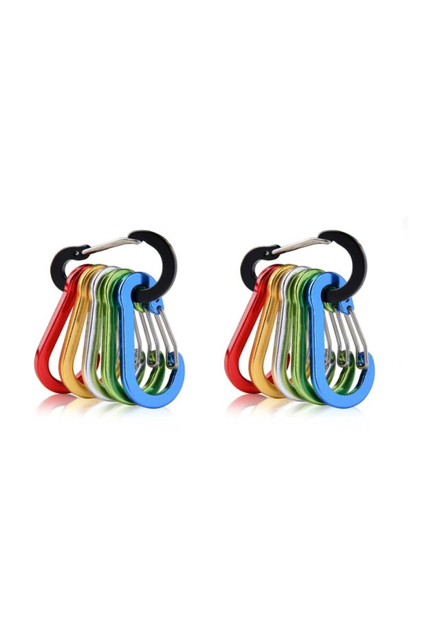 12pcs-Mixed 6/12pcs Carabiner Clip Aluminum Alloy Keychain Lock Buckle Snap D-Ring Clip Outdoor Back