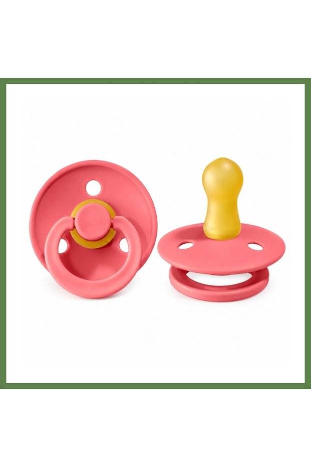 Rubber Pacifier 0–6 Months, Coral—Price per piece · Color: Coral HB006