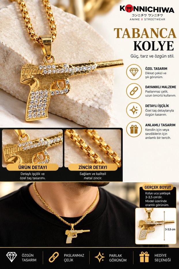 Black Rifle-Shaped Chain Necklace: A STRONG PRESENCE, A BOLD STYLE!