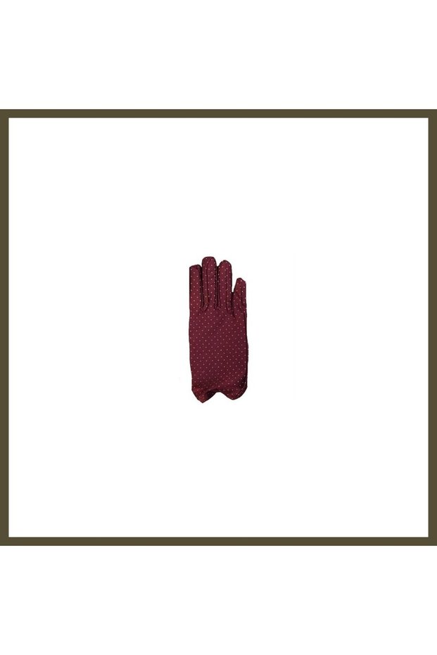 Burgundy-Colored Children's Gloves with Polka Dots BX