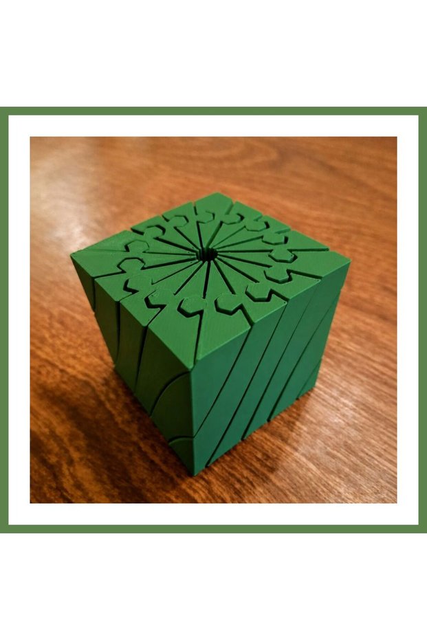 3D-Printed Twisting Cube - Mechanical Rotating Puzzle Cube - Green HB006