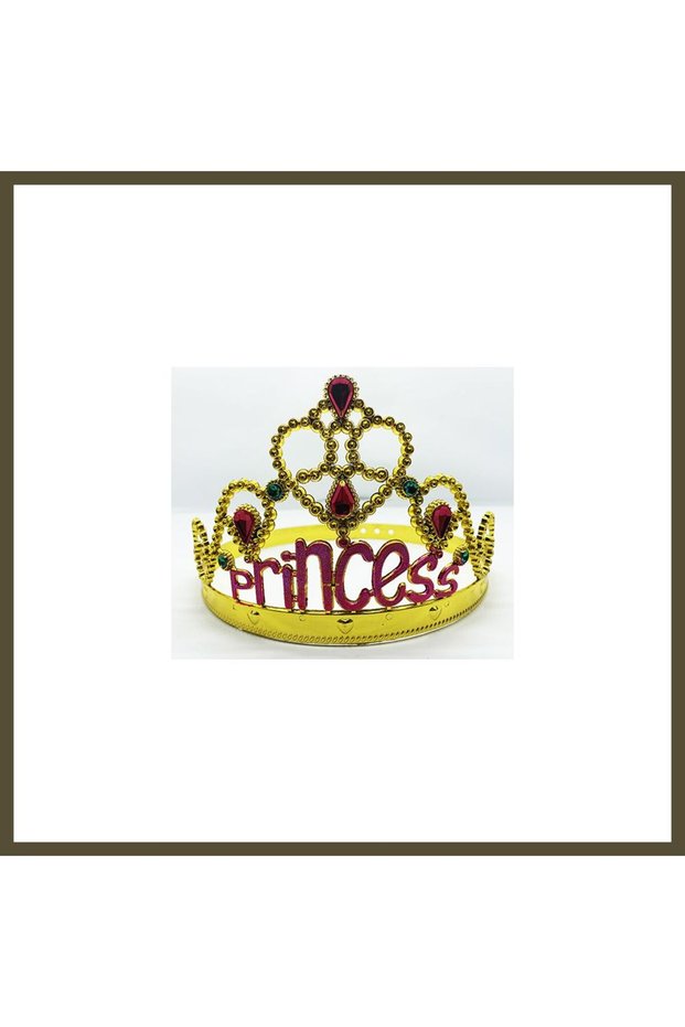 Gold-Colored Adjustable Party Tiara with "Princess" Inscription, 60 cm BX