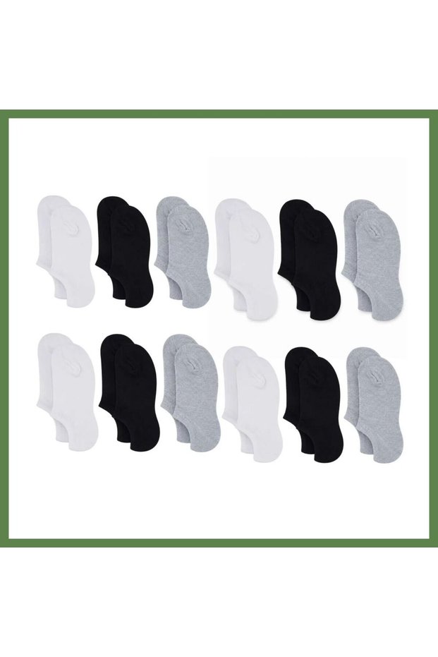 Women's Bamboo Stitch-Free Ballet Flats Socks, 12-Pack—Black, White, Gray, Invisible Sneakers Socks, Breathable HB006