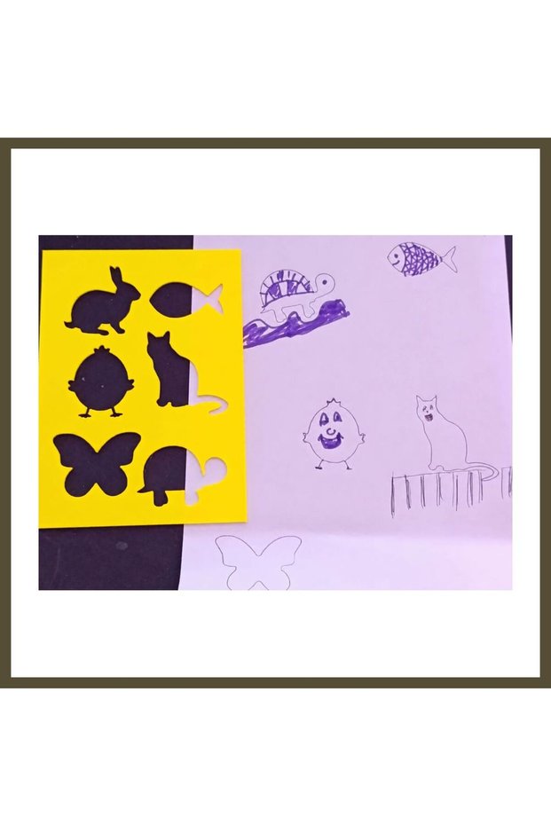 3D-Printed Animal Figures Drawing Template - Multi-Design Template - Yellow BX