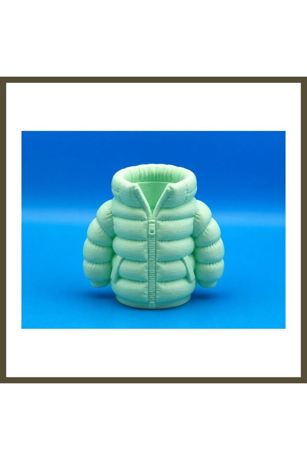 3D-Printed Puffer Coat Pencil Holder - Desktop Organizer - Mint BX