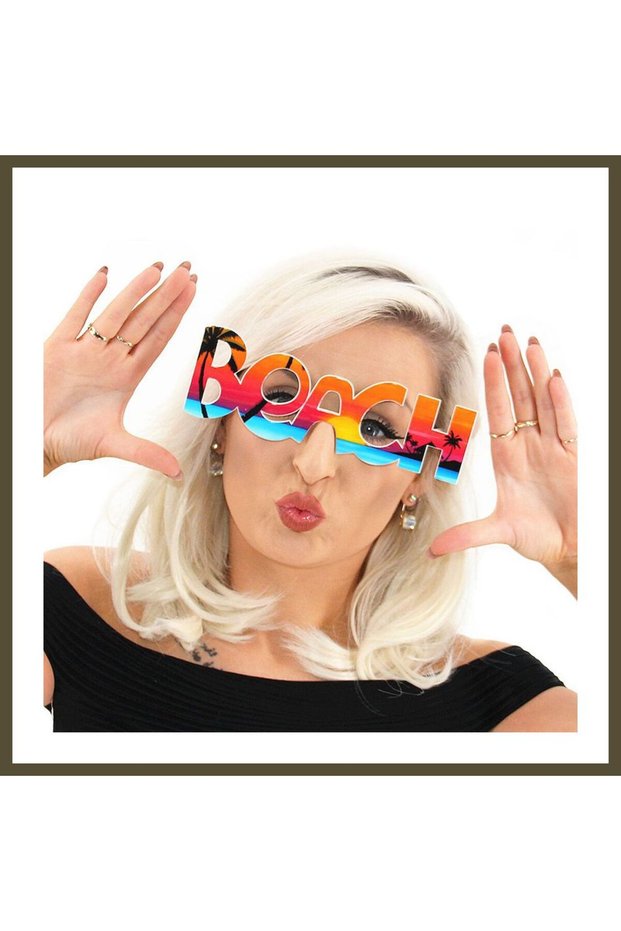 "Beach" Printed Party Sunglasses—Say Hello to Summer! Hawaii Show Sunglasses 19x6 cm BX