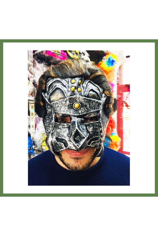 Latex Warrior Mask, Terminator Mask with Hair, HB006