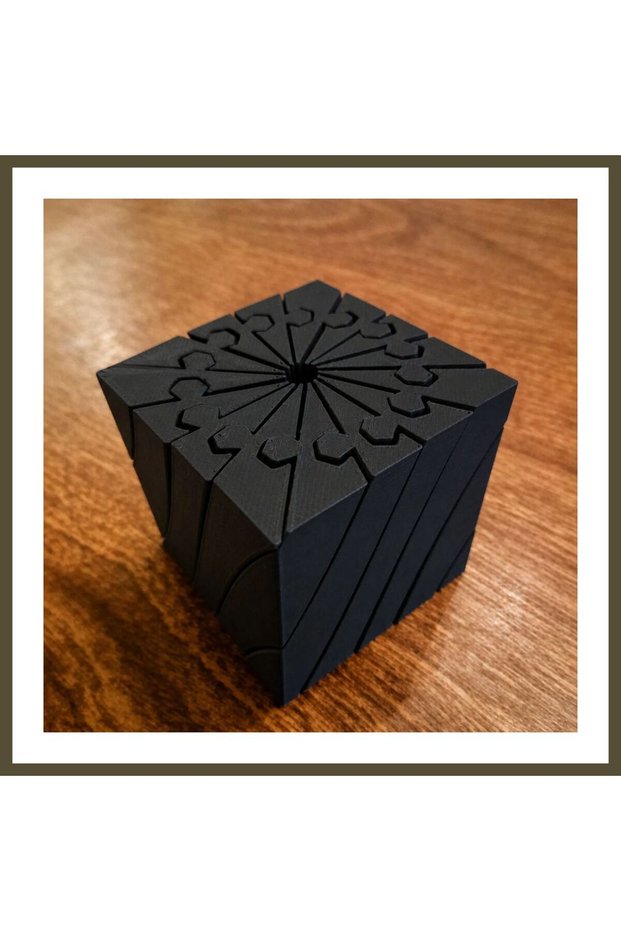 3D-Printed Twisting Cube - Mechanical Rotating Puzzle Cube - Black BX