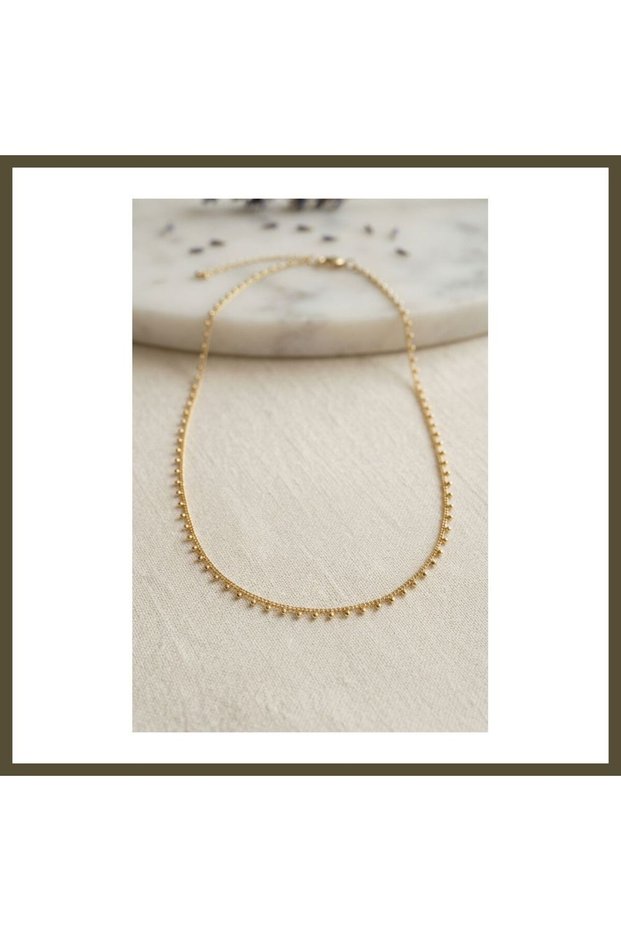 Gold-Colored Bead Necklace, Model 60 cm, Women's, BX