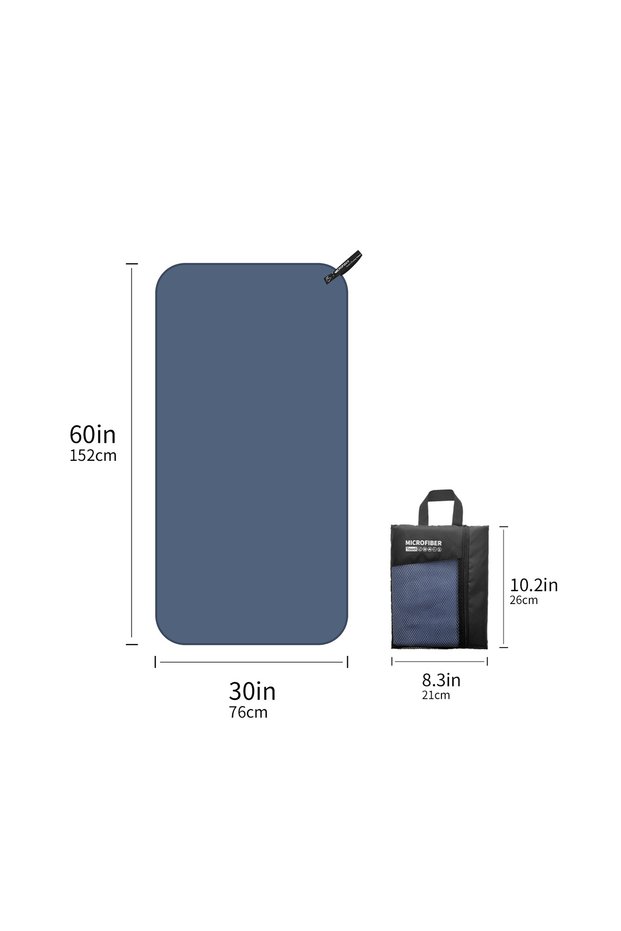 Navy XL Mutao Microfiber Towel With Mesh Bag, Quick Drying Absorbent Towels For Camping, Gym Yoga,