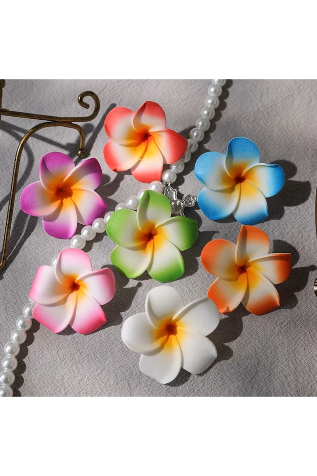 5cm Multicolor 10Pcs 5cm Hawaiian Plumeria PE Foam Artificial Flower DIY Wreath Headdress Flowers W