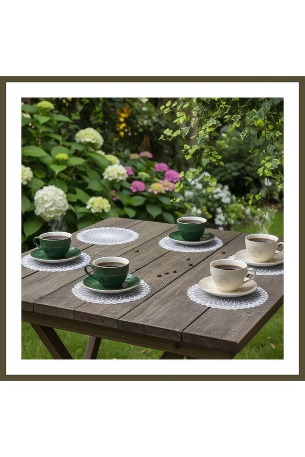 Set of 6 Lace Coffee Servers, 15x15 cm, Assorted-Pattern Coasters, Turkish Coffee, Finca BX