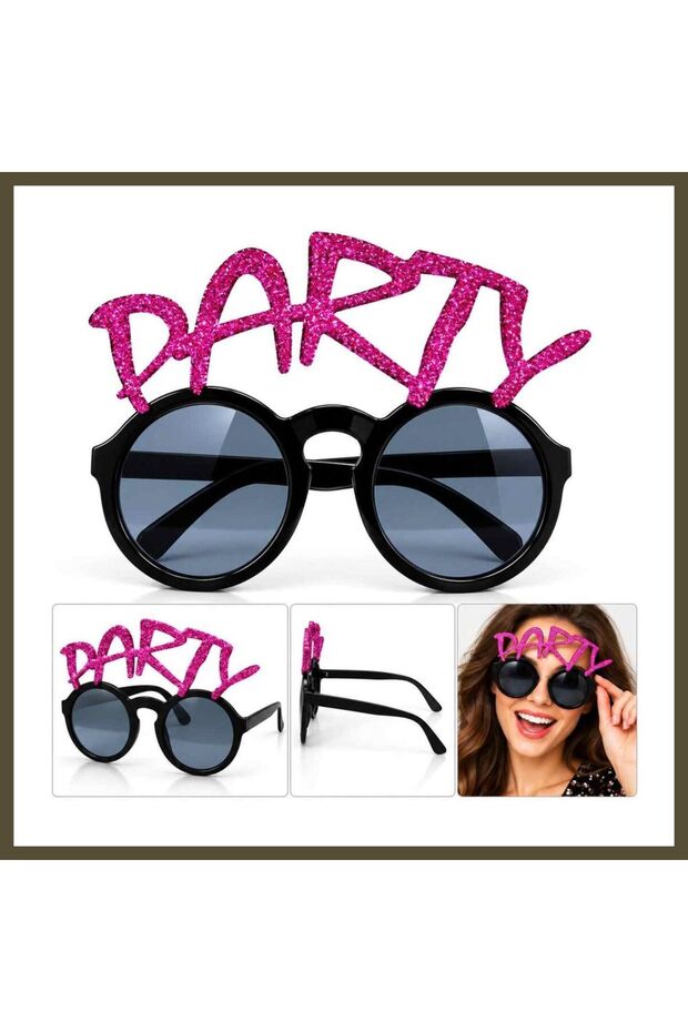 Fuchsia Glittery "PARTY" Party Sunglasses BX