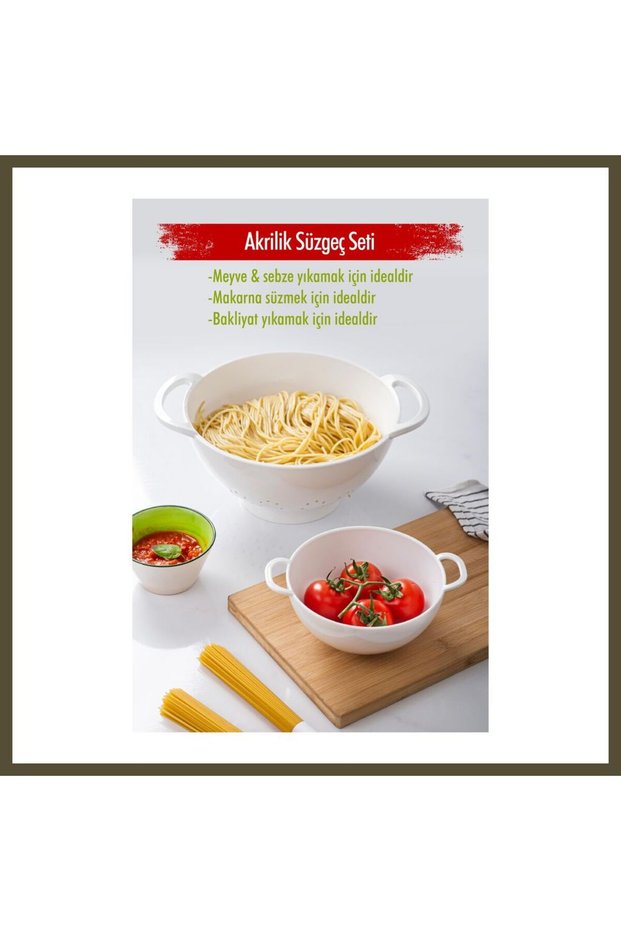 Acrylic White 2-Piece Colander Set (Pasta & Rice Colander) BX