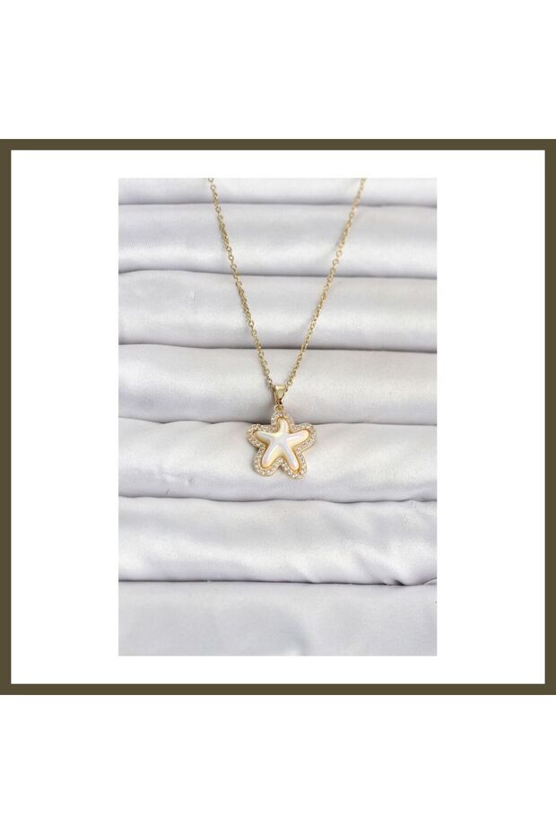 316L Stainless Steel Chain, Gold-Colored, Starfish-Design Women's Necklace BX