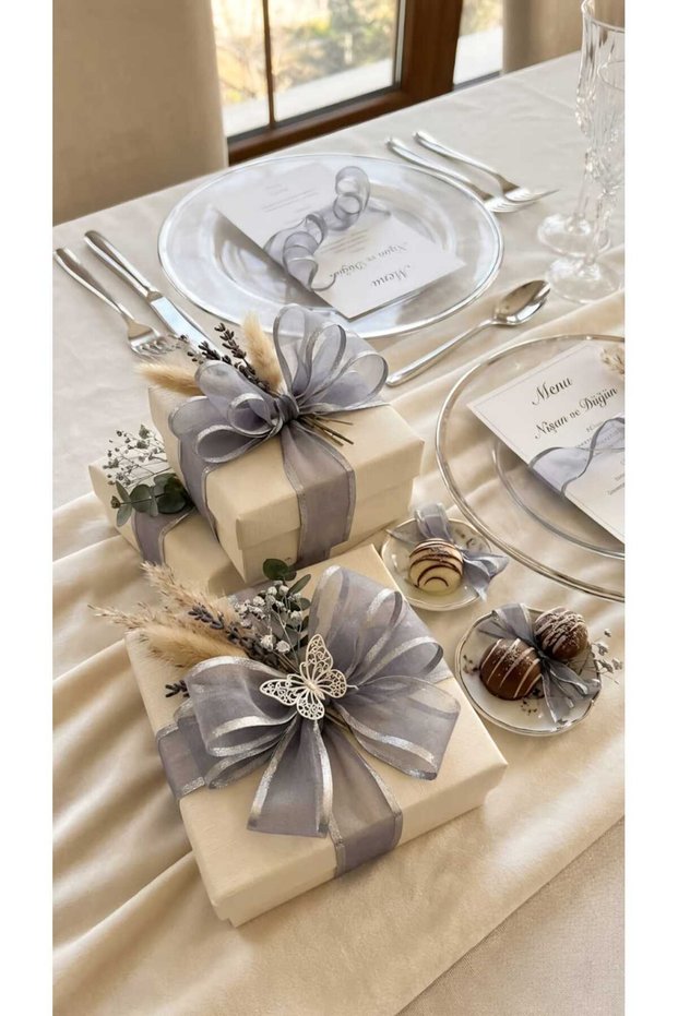 Imported from France: 25mm Silver Organza Ribbon with Wire - For Engagement Gift Bags, Engagement Ceremonies, and Luxury Gift Wrapping - Bows That Never Come Undone - 20 Meters