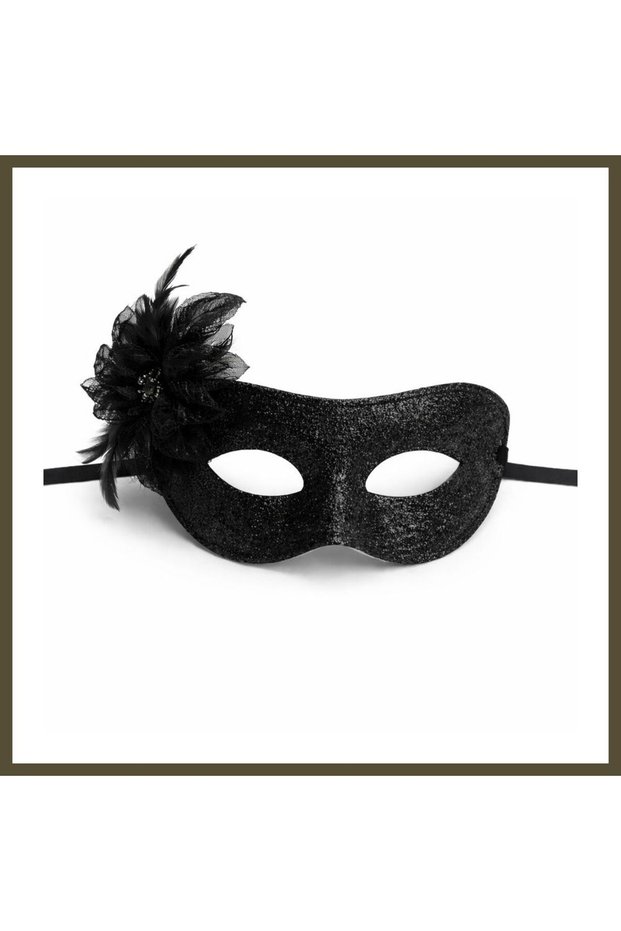 Black Glittery Feathered Ball Mask? Women's Party & Masquerade Ball Mask BX