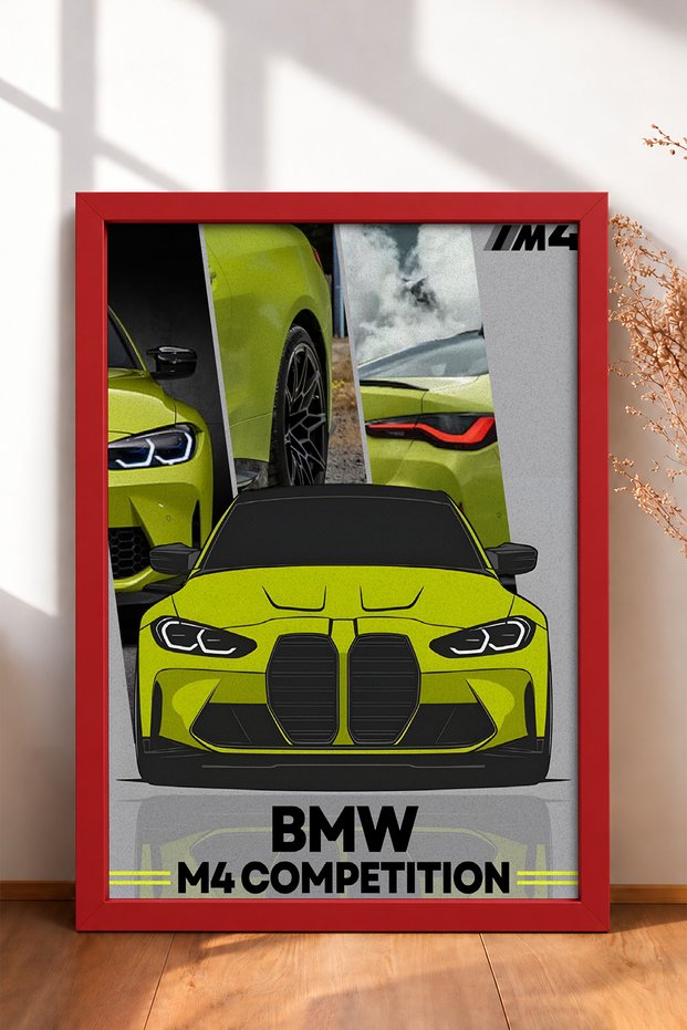 Lemon Yellow Modern Modal German Sports Car Framed Art Print / Car Poster for Garage or Office Wall Decor OTO039