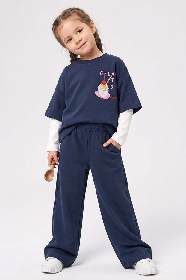 Dmb Girls' Oysho 3-Piece Set, Ages 4–9, Indigo