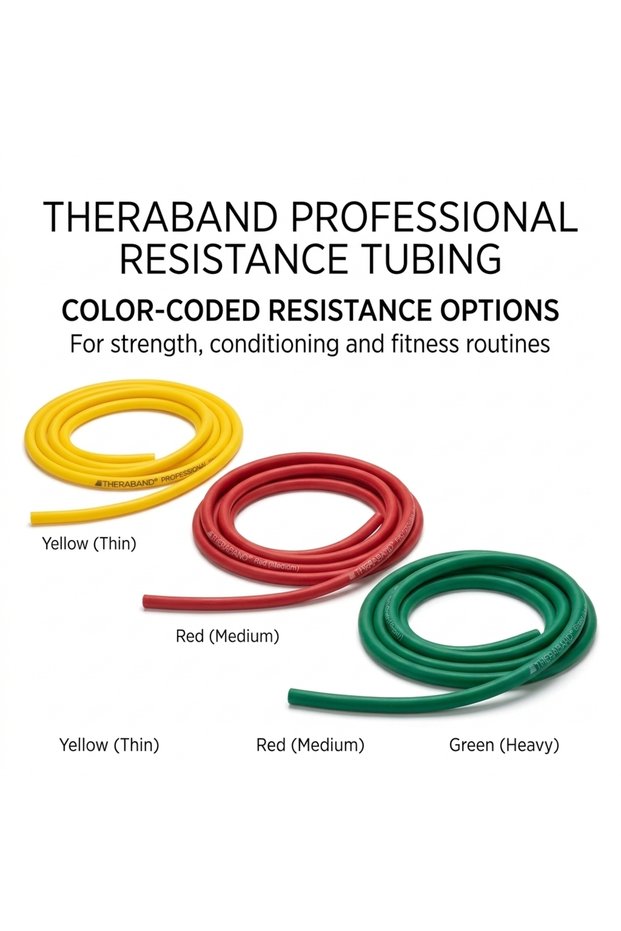 Professional Latex Resistance Tubing for Upper Body, Lower Body and Core Exercise, Flexible Resistance Tube for Strength Training, Fitness, Conditioning and Rehabilitation, Color Coded