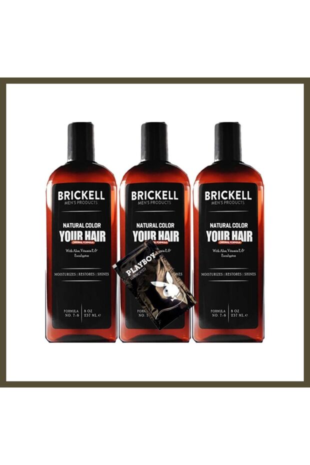 Brickell Anti-White Men's Hair and Beard Care Shampoo, 3 Bottles x 237 ml + Free Gift BX