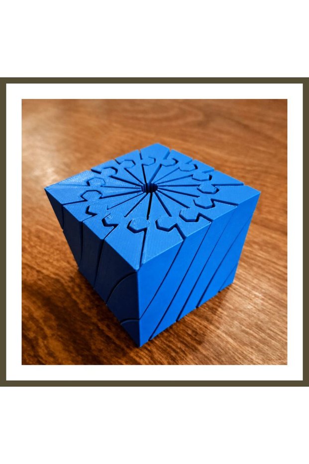 3D-Printed Twisting Cube - Mechanical Rotating Puzzle Cube - Blue BX