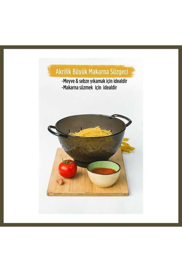 Acrylic Charcoal Grey Pasta Colander & Vegetable and Fruit Colander BX