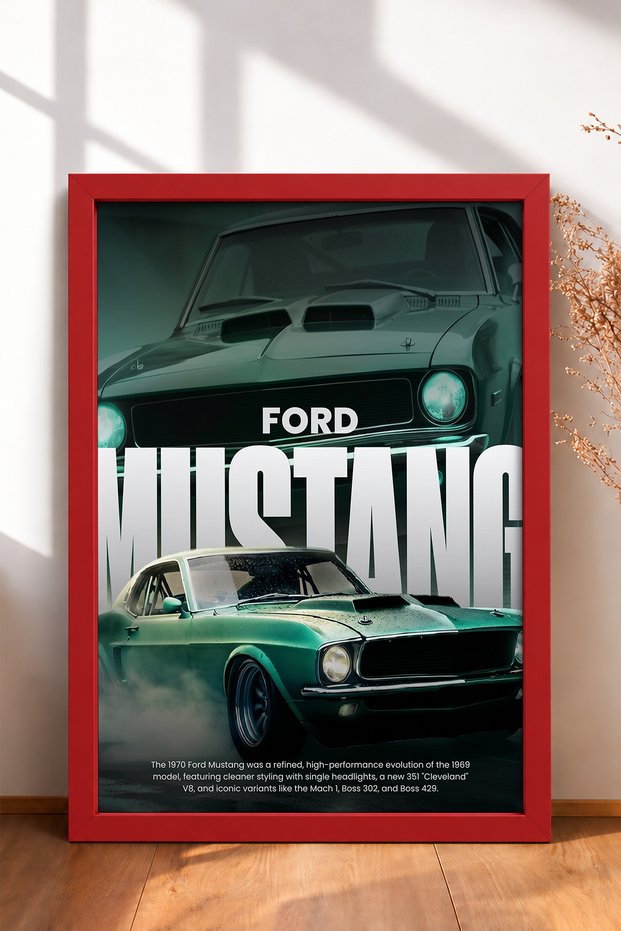 Green Classic American Muscle Car Framed Art Print Car Poster for Garage or Office Wall Decor OTO221