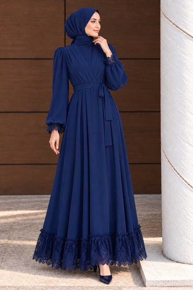 Guipure Lace Detail, Belted Waistband, and Guipure Chiffon, 4999L
