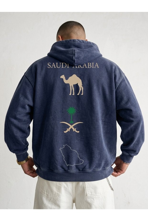 Multicolored Oversized Hooded Sweatshirt, 100% Cotton