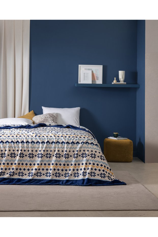 Atelier Single Wellsoft Printed Blanket - Yellow/Blue