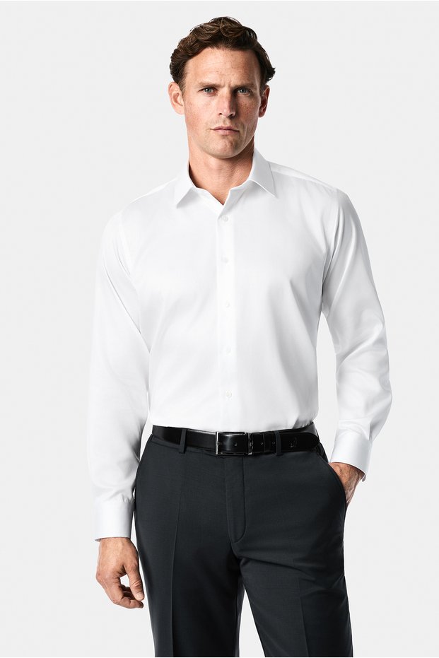 Long-Sleeve, Regular Fit, Classic Collar, Non-Iron, 100% Cotton Shirt