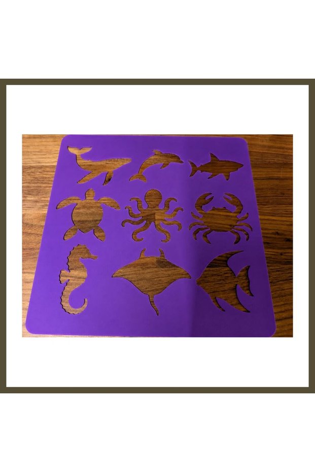 3D-Printed Marine Animals Drawing Template - Multiple Design Template - Purple BX