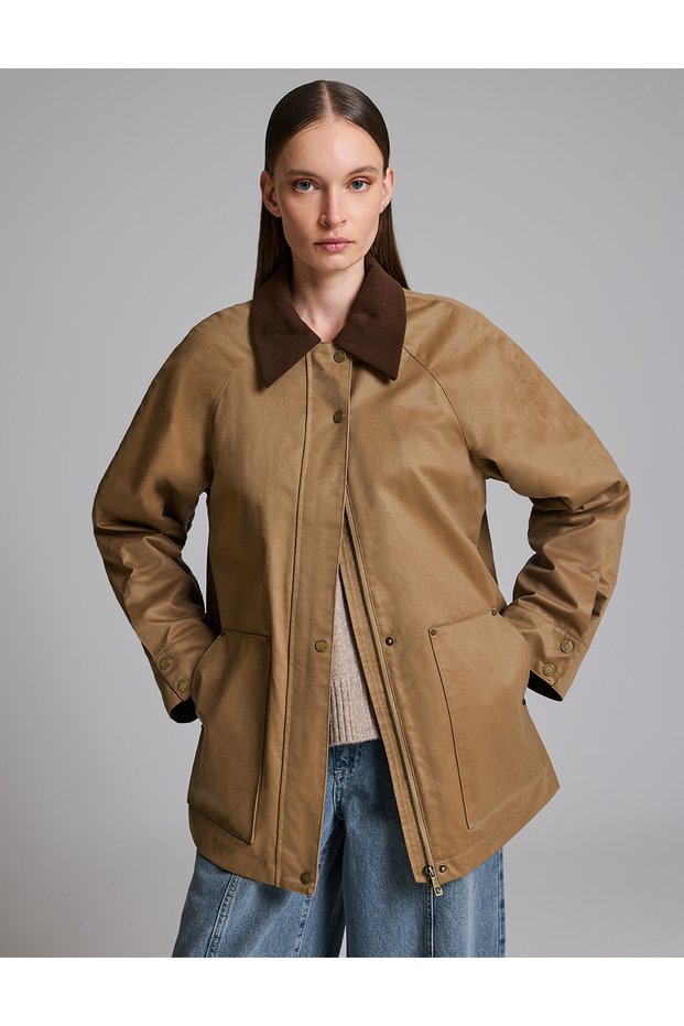 Brown Regular-Fit Coat with Collar Detail 50329301-VR271