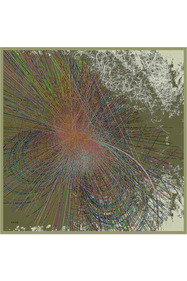 وشاح من الساتان الحريري باللون الأخضر مقاس 90 × 90