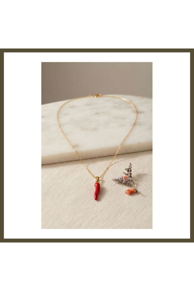 316L Stainless Steel Gold-Colored Chain with Red Bell Pepper Design Women's Necklace BX