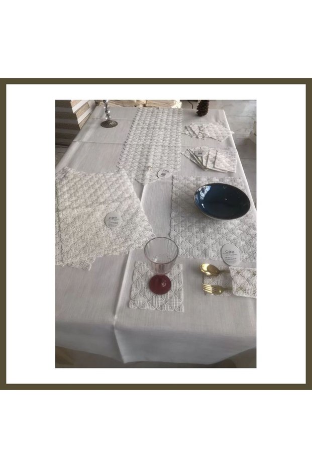 Orion Gardenia Linen Tableware Set, 160x260 Table Set, 26-Piece Table Runner Set BX