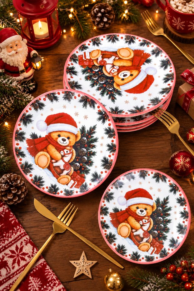MERRY BEAR LÜX 6 PARÇA TATLI SETİ (16 CM )