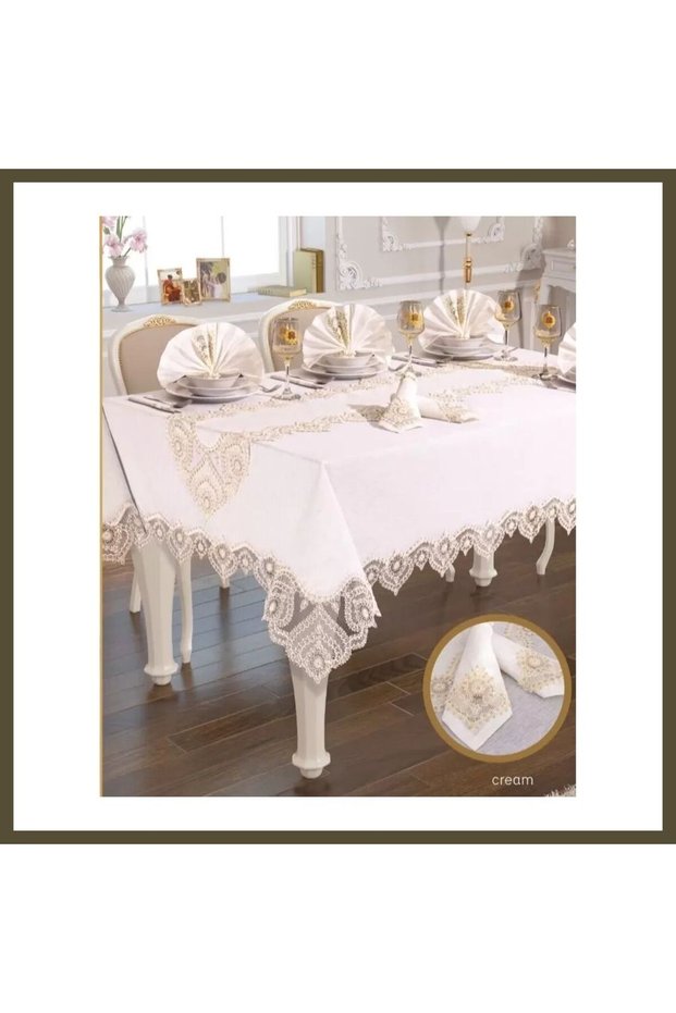 Kartanesi Gardenia Linen Dinnerware Set, 12-Person Table Set, 26-Piece, 160 × 220 cm, Runn BX