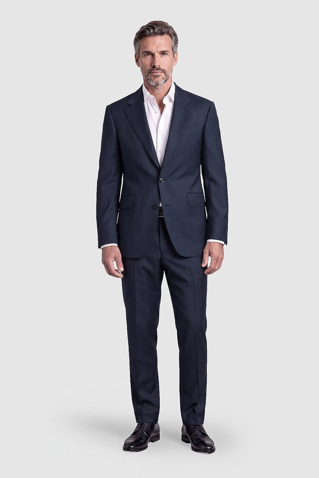 Navy Solid Color Classic Men's Two-Button Suit