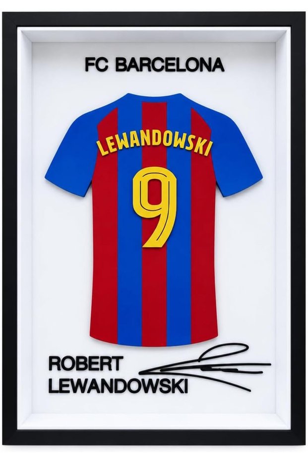 Robert Lewandowski Barcelona No. 9 Collectible Jersey Frame, 23 x 15 cm