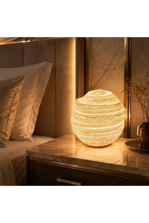 Coral Table Lamp, USB Bedside Night Light with Warm Ambient Glow, Living Room & Shelf, Ivory