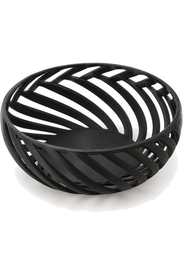 Spiral Lattice Decorative Bowl, 23 cm Modern Geometric Centerpiece for Dining Table, Black