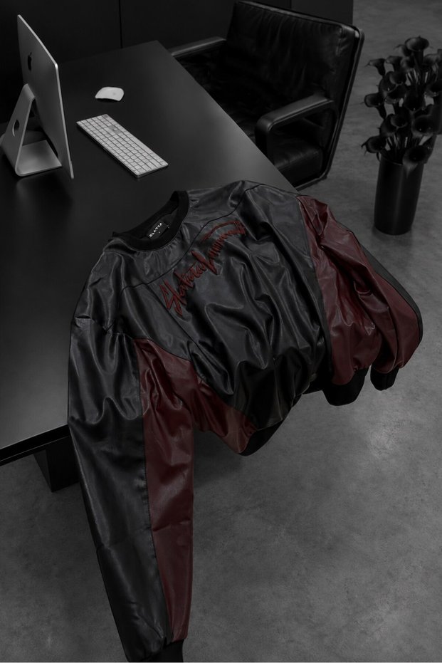 Men's Black Vitaritma Leather Oversized Sweatshirt