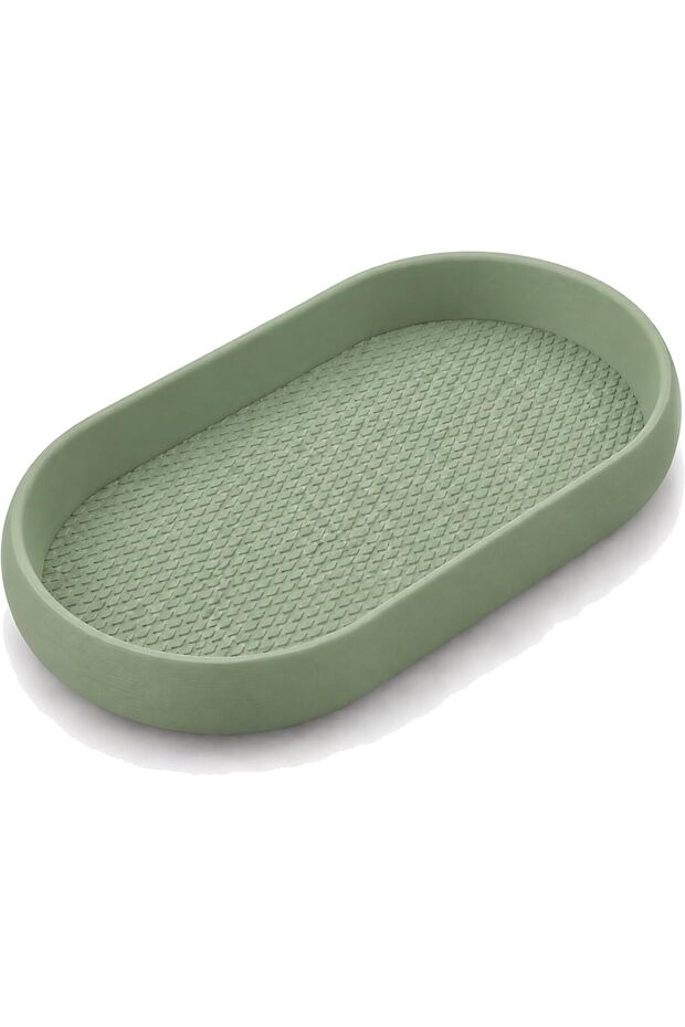 Eyeglasses Tray, Oval Sunglasses and Glasses Holder Dish with Textured Non-Slip Base, Sage Green