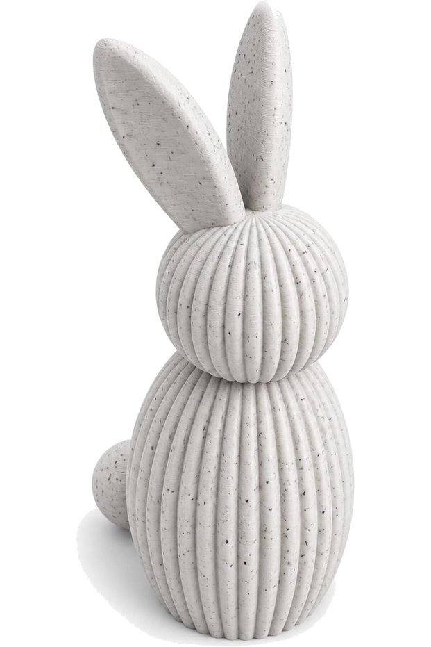 Minimalist Bunny Figurine 17 cm, Ribbed Scandinavian Rabbit Statue, Modern Spring Decor for Shelf, )