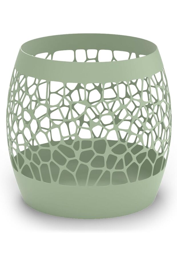 Geometric Plant Pot Cover, Large Openwork Cachepot for Orchids and Nursery Pots, Sage Green
