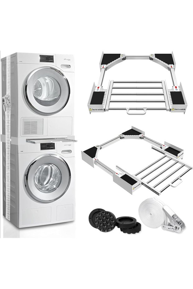Universal Washer Dryer Stacking Kit, Pull Out Drying Rack, Adjustable 24-29" Stacking Kit with Ratch